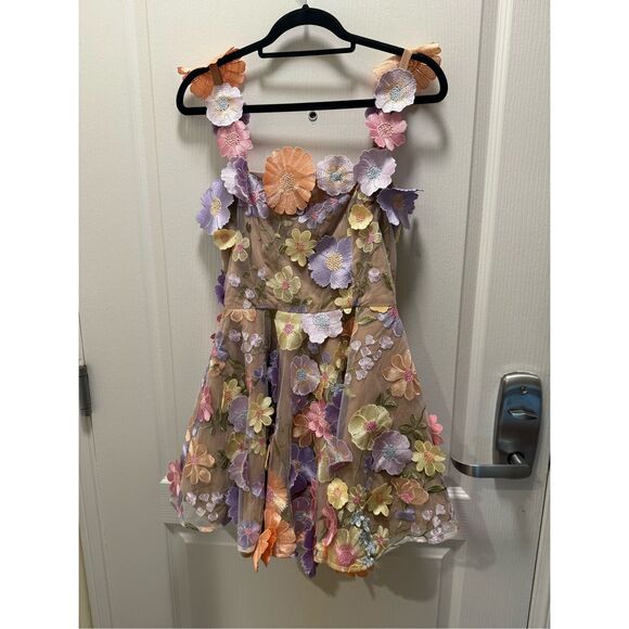 ELLIATT Moana Floral Embellished Mini Dress Purple wedding Guest Cocktail size S - Picture 5 of 5